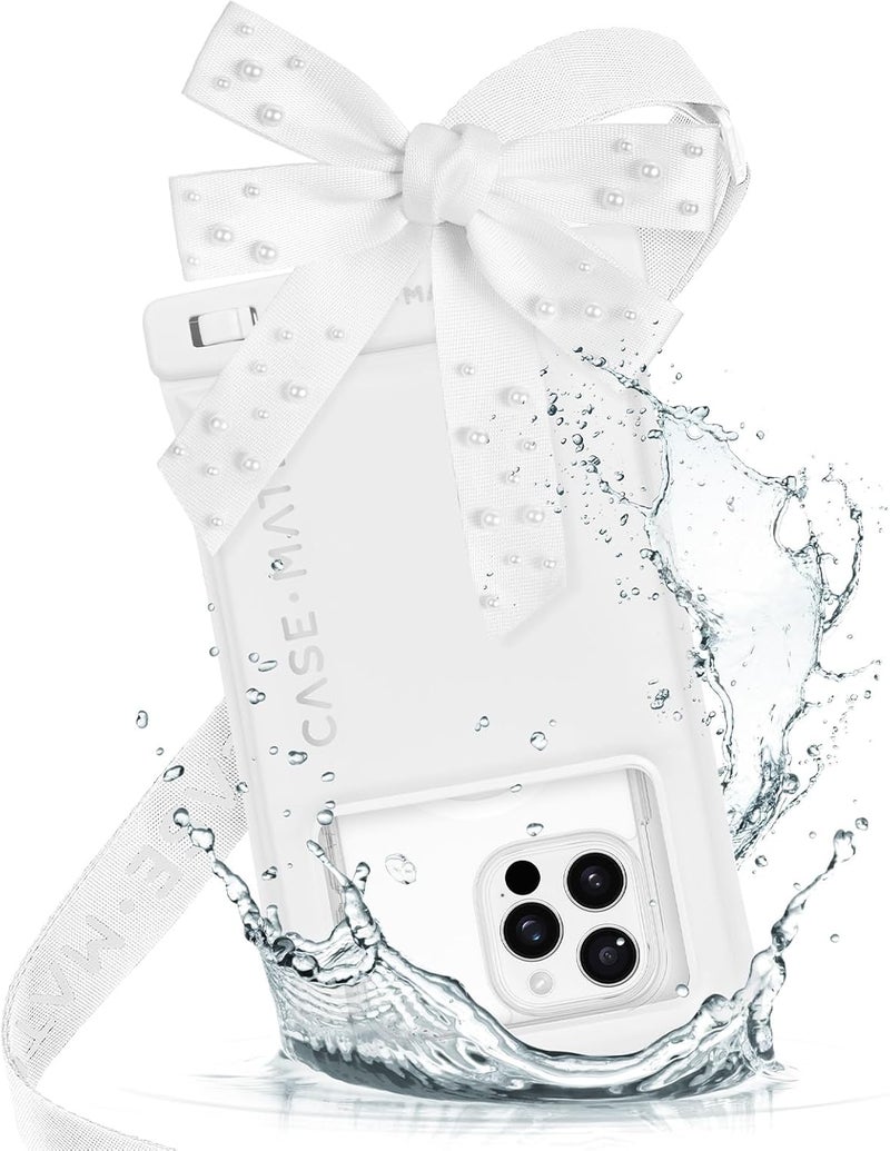 Casemate IP68 Waterproof Large Phone Pouch with Bow Design - Travel Beach Cruise Ship Essentials - Floating Phone Case with Crossbody Lanyard for iPhone 17 Pro Max/16 Pro/15/14/13/ S25 - Ivory Pearl - Image 1